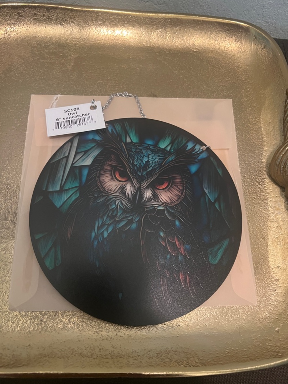 #1796** SC108 Owl “6” Suncatcher”Vibrant Blue & Teal Owl Wall Art Hanging Plaque - Picture 3 of 17